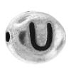 Zink Legierung Alphabet Perlen, Zinklegierung, oval, plattiert, mit Brief Muster, keine, 7x6x4mm, ca. 1000PCs/kg, verkauft von kg