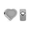 Sterling Silver Flat Beads, 925 Sterling Silver, Flat Heart, plated, smooth 