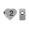 Zinc Alloy Number Bead, Heart, plated, with number pattern Approx 