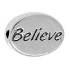 Sterling Silver Message Beads, 925 Sterling Silver, Flat Oval, word believe, plated Approx 1.2-1.5mm 
