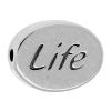Sterling Silver Message Beads, 925 Sterling Silver, Flat Oval, word life, plated Approx 1.2-1.5mm 