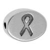 Awareness Ribbon Bead, Zinc Alloy, Flat Oval, plated nickel, lead & cadmium free 