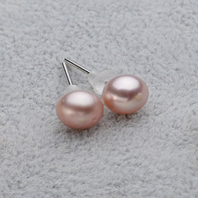 Freshwater Pearl Stud Earring with plastic earnut brass post pin Potato natural 6-7mm Sold By Pair