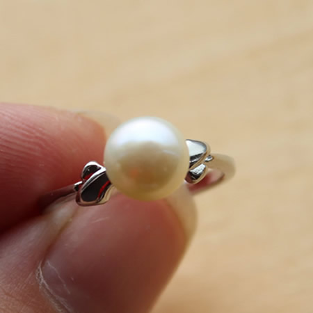 Freshwater Pearl Finger Ring with Brass Button silver color plated natural 6-7mm US Ring Sold By PC