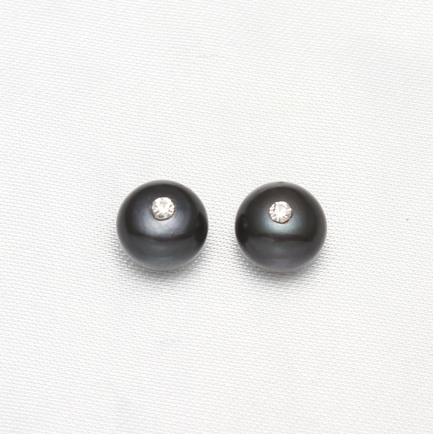Barokna Kulturan Slatkovodni Pearl perle, Naušnice s okruglice & s Rhinestone, više boja za izbor, 9.5-10mm, Prodano By par