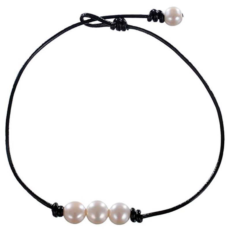 Freshwater Pearl Necklace with PU Leather Potato natural & also can be used as bracelet & for woman Sold By Strand