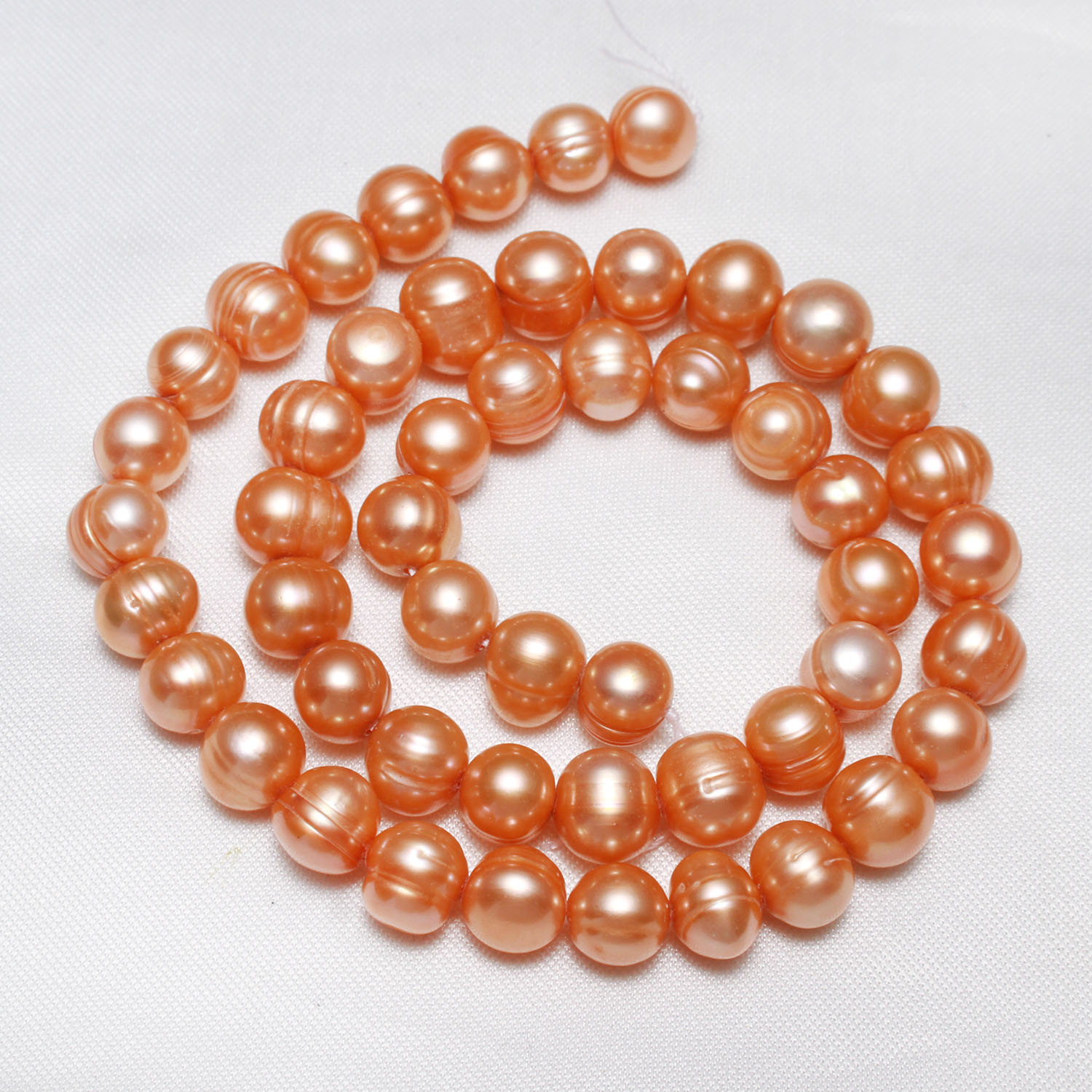 Cultured Potato Freshwater Pearl Beads with troll 8-9mm Approx 0.8mm Sold By Strand