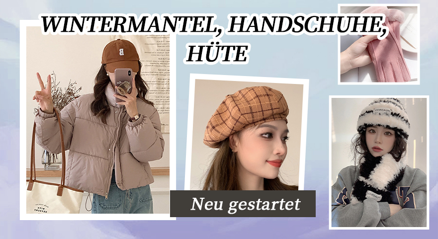Wintermantel, Handschuhe, Hüte