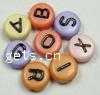 Plastic Alphabet Beads, Flat Round, with letter pattern, mixed colors Approx 3mm 