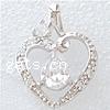 Cubic Zirconia Sterling Silver Pendants, 925 Sterling Silver, Heart, plated, with cubic zirconia 