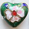 Filigree Cloisonne Beads, Heart, with flower pattern 
