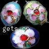 Filigree Cloisonne Beads, Oval, with flower pattern 