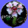 Filigree Cloisonne Beads, Flat Round, with flower pattern 