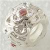 Rhinestone Zinc Alloy European Beads, Drum, plated, without troll & with rhinestone Approx 4mm 