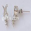 Brass Earring Stud Component, plated, with rhinestone 