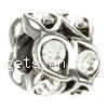 Rhinestone Zinc Alloy European Beads, Tube, platinum color plated, with troll & with rhinestone, nickel & cadmium free Approx 4.2-4.5mm 