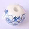 Blue and White Porcelain Beads, Round, white 