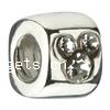 Rhinestone Zinc Alloy European Beads, Tube, plated, without troll & with rhinestone Approx 4.2-4.5mm 