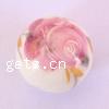 Decal Porcelain Beads, Round, with flower pattern, 14mm 