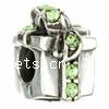 European Christmas Beads, Zinc Alloy, Cube, plated, without troll & with rhinestone Approx 4.2-4.5mm 
