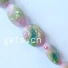 Murano Glass Beads Italy, Flat oval, with gold foil powder 
