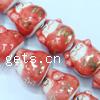 Tierische Porzellan Perlen, Handzeichnung, rot, 19x19mm, 250PCs/Tasche, verkauft von Tasche