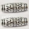 Plating Plastic Beads, Tube, antique silver color plated 