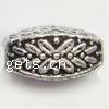 Plating Plastic Beads, Oval, antique silver color plated, with flower pattern 