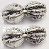 Plating Plastic Beads, Oval, antique silver color plated, corrugated 