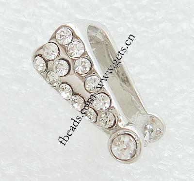 Brass Pinch Bail, plated, with rhinestone, more colors for choice, 6x14mm, Sold By PC