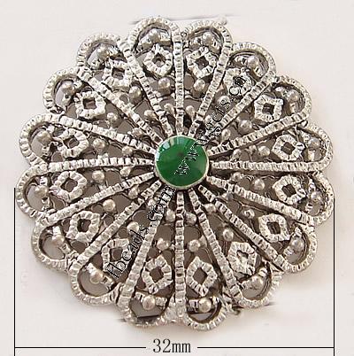 Zinc Alloy Jewelry Cabochons, with enamel, Flower, plated, enamel, more colors for choice, 32x32x5mm, Hole:Approx 3mm, Sold By PC