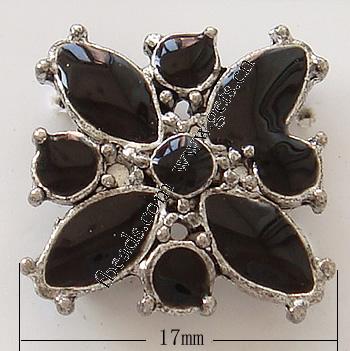 Enamel Zinc Alloy Connector, Flower, plated, with rhinestone, more colors for choice, 17x17x3mm, Hole:Approx 1.5mm, Sold By PC