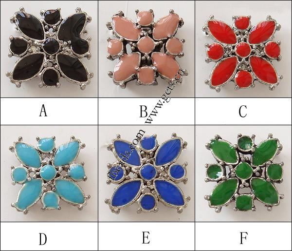 Enamel Zinc Alloy Connector, Flower, plated, with rhinestone, more colors for choice, 17x17x3mm, Hole:Approx 1.5mm, Sold By PC
