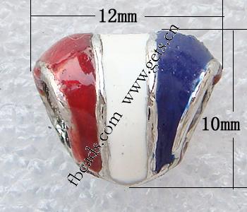 Enamel Zinc Alloy European Beads, Tube, plated, without troll & large hole, more colors for choice, 12x10mm, Hole:Approx 4mm, Sold By PC