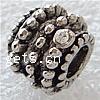 Rhinestone Zinc Alloy European Beads, Tube, plated, without troll & with rhinestone Approx 4mm 
