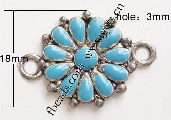 Enamel Zinc Alloy Connector, Flower, plated, with rhinestone, more colors for choice, 18x18x2mm, Hole:Approx 3mm, Sold By PC