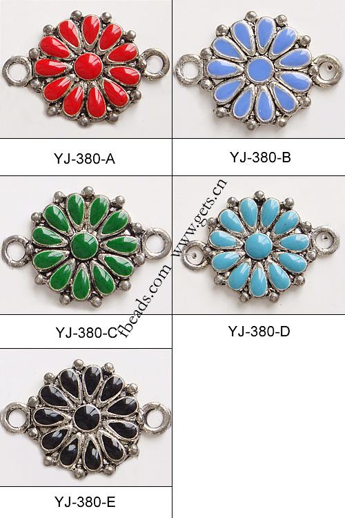 Enamel Zinc Alloy Connector, Flower, plated, with rhinestone, more colors for choice, 18x18x2mm, Hole:Approx 3mm, Sold By PC