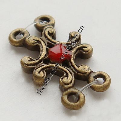 Enamel Zinc Alloy Connector, Flower, plated, with rhinestone, more colors for choice, 16x10x2mm, Sold By PC