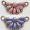 Enamel Zinc Alloy Connector, Flower, plated, with rhinestone Approx 2mm 
