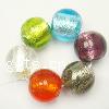 Silver Foil Lampwork Beads, Round 12mm 