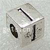 亜鉛合金アルファベット ビーズ, 亜鉛合金, キューブ, メッキ, 文字パターンを持つ, 無色 穴:約 4mm, 500パソコン/バッグ, 売り手 バッグ