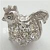 Rhinestone Zinc Alloy European Beads, Cock, plated, plating thickness more than 3μm & with Mideast rhinestone & without troll nickel free Approx 4.5mm 