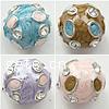 Enamel Zinc Alloy European Beads, Round, plated, with Mideast rhinestone Approx 3mm 