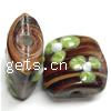 Handmade Lampwork Beads, Rectangle, 17x10mm, Hole:Approx 2MM, Sold by Lot