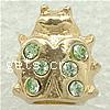 Rhinestone Zinc Alloy European Beads, Frog, plated, without troll & with rhinestone Approx 4mm 