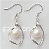 Freshwater Pearl Drop Earring, sterling silver earring hook, white 