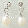 Freshwater Pearl Drop Earring, sterling silver post pin, plated .8 Inch 