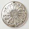 Zinc Alloy Flat Round Pendants, plated, with flower pattern Approx 2.5mm 