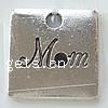 Zinc Alloy Message Pendants, Square, plated Approx 3mm 