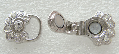 Zinc Alloy Magnetic Clasp, plated, with rhinestone, more colors for choice, 30x15x6.5mm, Hole:Approx 1.5mm, Sold By PC
